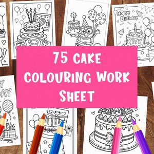 Cake Coloring Worksheet | Fun Bakery Activity Sheet for Kids | Printable Coloring Page | Digital Download