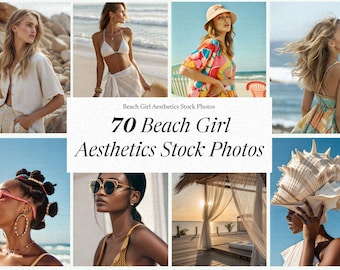 Beach Girl Stock Photos: Coastal Lifestyle Branding Bundle (MRR + PLR)