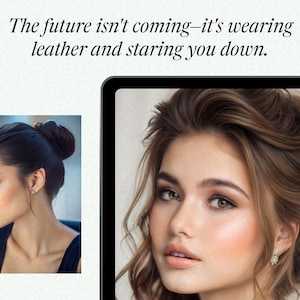 Puede incluir: Primer plano de la cara de una mujer con el pelo largo y casta&ntilde;o recogido en un mo&ntilde;o suelto. Lleva maquillaje con un look natural y tiene una tez suave y c&aacute;lida.