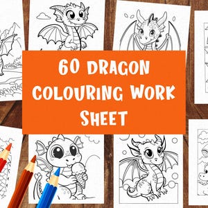 Dragon Colouring Worksheet | Printable Fantasy Creature Activity | Kids Colouring Page | Instant Digital Download