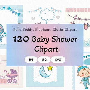 Babyparty Clipart-Bundle: Pink, Blau, Neutral Art (120 SVG-, JPG-, EPS-Dateien)