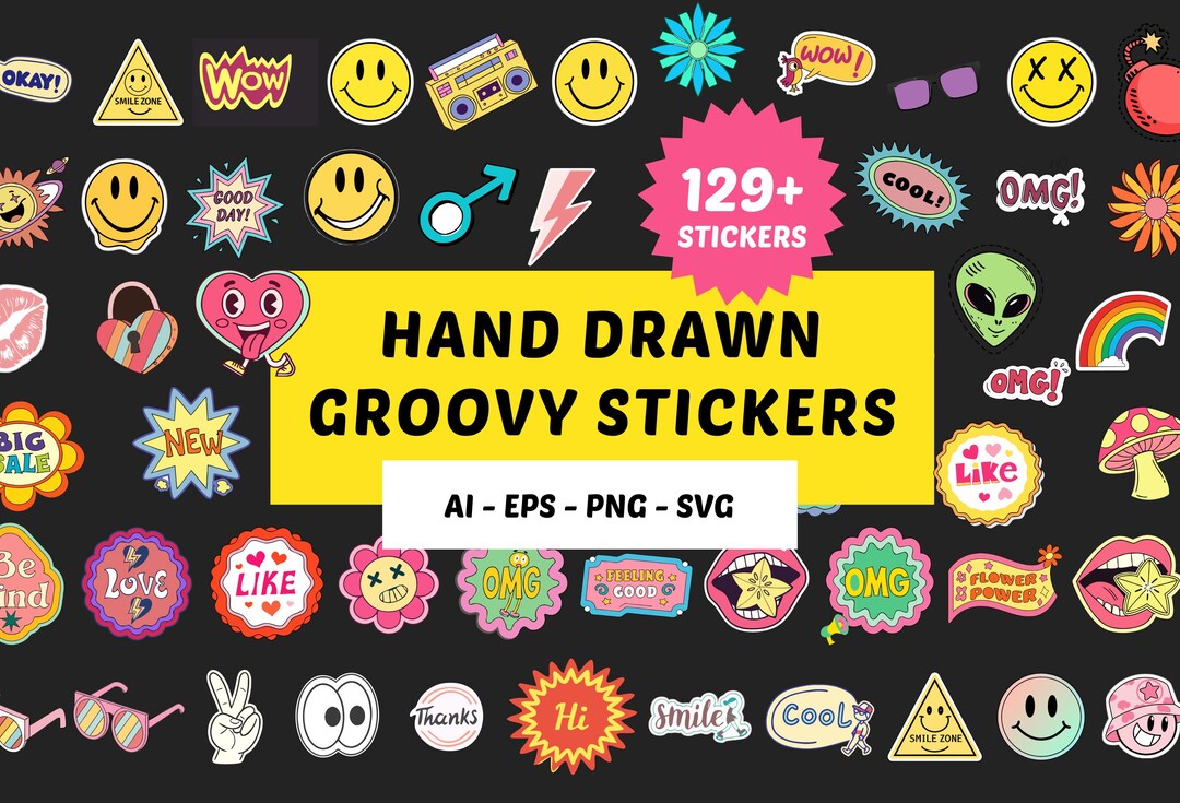 Retro Smiley Face Clipart | Groovy Daisy Flower (png, Svg, Eps, Ai ...