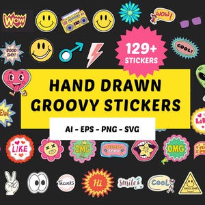 Happy Face | Retro Daisy Flower Clipart | Groovy Hippie Boho PNG | Trendy Cricut & Silhouette Digital Download | Ai, EPS, SVG