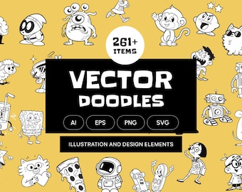 Fun Vector Doodles SVG & PNG Bundle | Hand-Drawn Clipart (Digital Download)