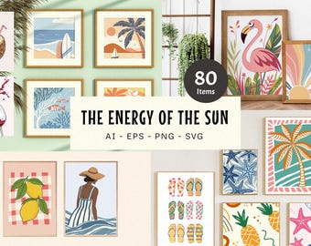 Láminas de arte de pared de verano: Decoración bohemia y luminosa para el hogar (descarga digital)