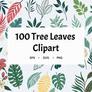 Tropical Leaves PNG Clipart Bundle, Watercolor Greenery, Foliage Borders, Summer Jungle Leaves, Digital Download