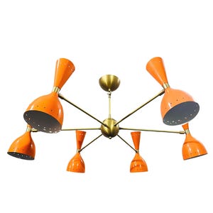 Brass Sputnik Chandelier: Mid-Century Modern 12-Light Fixture