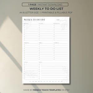 Lista de tareas semanales | Rellenable e imprimible | A4