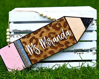 Personalized Teacher Door Hanger: Leopard Print Classroom Decor