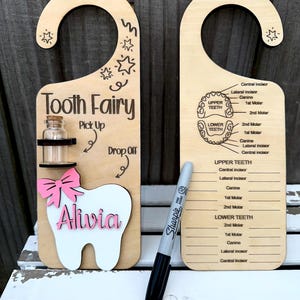 Personalized Tooth Fairy Door Hanger: Kids Tooth Holder with Jar
