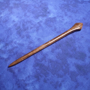 Hand carved diamond top hair stick shawl pin in black walnut wood