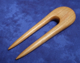 Hair fork hand carved from cherry wood 3.5 inch