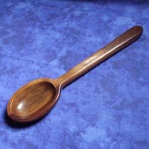 Wooden spoon hand carved cooking - mixing spoon in figured black walnut wood 10 inch