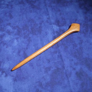 Hand carved diamond top hair stick shawl pin in cherry wood