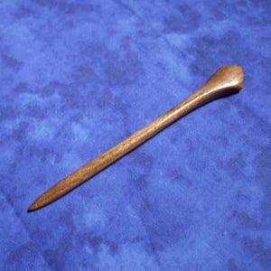 Hand carved skinny diamond top hair stick shawl pin in black walnut wood 5 inch