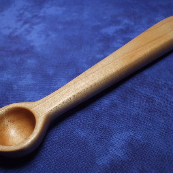 Coffee scoop - Teaspoon - Measuring spoon - Hand carved in hard maple wood long handle ( 1 tsp )