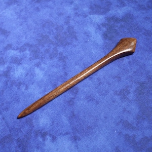 Hand carved diamond top black walnut hair stick shawl pin  ( 4.75 inch )