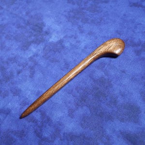 Hand carved mini hair stick (4.5 in) shawl pin in walnut wood