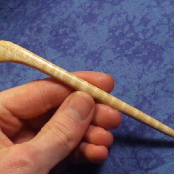 Hand carved curly maple hair stick shawl pin