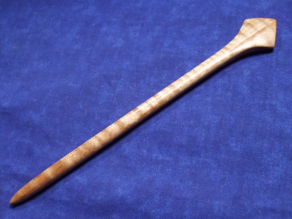 Hand carved diamond top curly maple hair stick shawl pin Hand carved diamond top curly maple hair stick shawl pin
