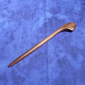 Hand carved skinny hair stick shawl pin in  walnut wood ( 5 inch)