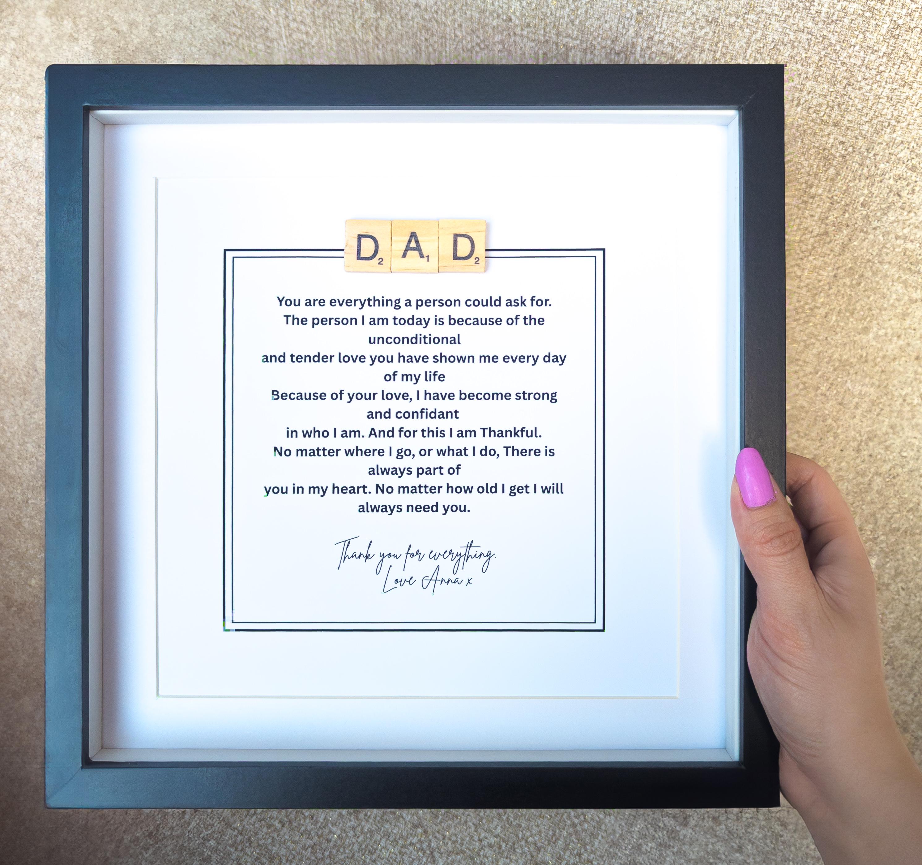 Fathers Day Dad Meaning Poem | Daddy Gift | Scrabble Frame | Birthday Gifts | Personalised Photo Frame | Dad | Stepdad