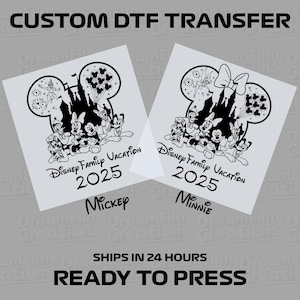 Disney Family Vacation 2025 , Mickey , Minnie, Daffy, Fairy , Goofy Family Vacation DTF Transfer, Disney Shirt, Print On Iron, Heat Transfer