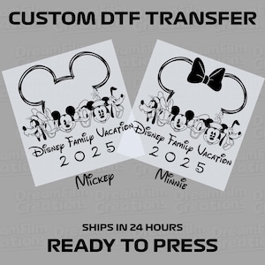 Disney Family Vacation 2025 , Mickey , Minnie, Daffy, Daisy , Goofy Family Vacation DTF Transfer, Disney Shirt, Print On Iron, Heat Transfer