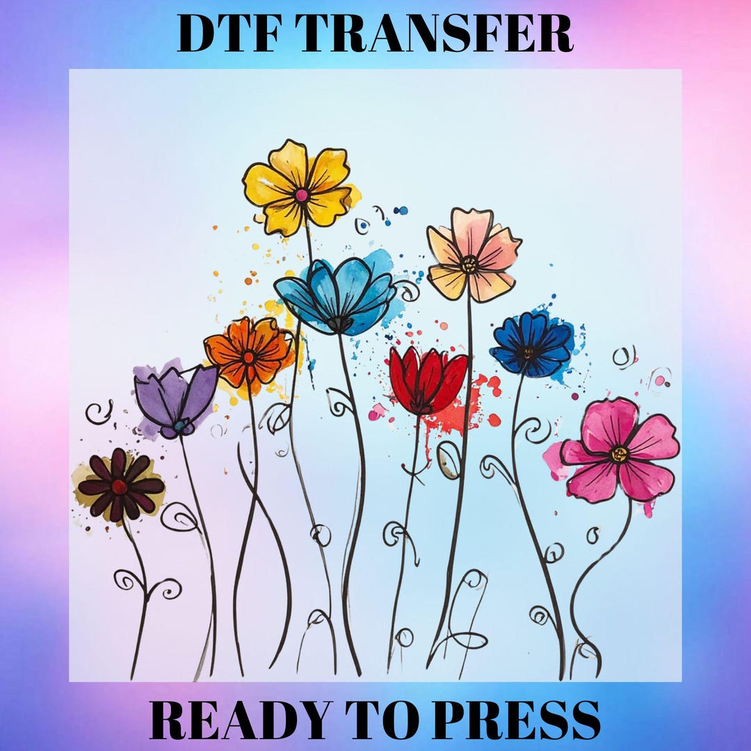 Colorful Wildflower DTF Transfer | Ready to Press Floral Print ...