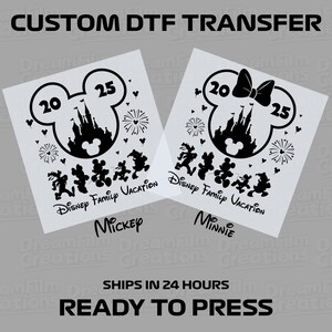 Disney Family Vacation 2025 , Mickey Head , Minnie Head, Daffy Duck , Daisy, Goofy Family Vacation DTF Transfer, Disney Shirt, Print On Iron
