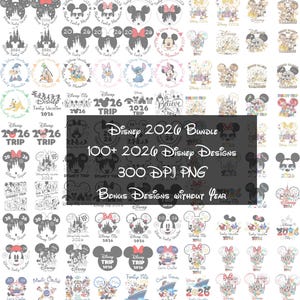 Pacote Mega Disney 2026 PNG 300 DPI, Orelhas do Mickey e da Minnie para Download Digital, Design para Camiseta de Viagem em Família, Clipart de Castelo de Férias, Camisetas da Disney