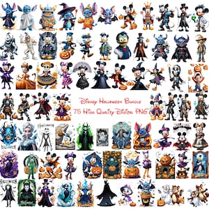 Disney Halloween Digital Bundle - 75 PNGs | 300 DPI Designs | Micky, Stitch, Goofy, Minnie | DIY Kunsthandwerk & Bekleidung verwenden