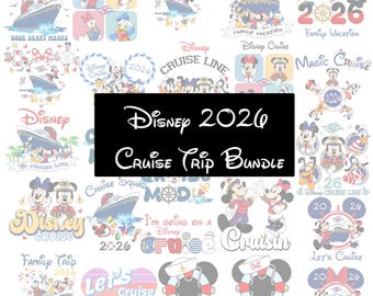 Disney 2026 Cruise Bundle PNG 300 DPI, Mickey & Minnie Ears Digital Download, Family Trip Shirt Design, Vacation Cruise , Disney Shirts