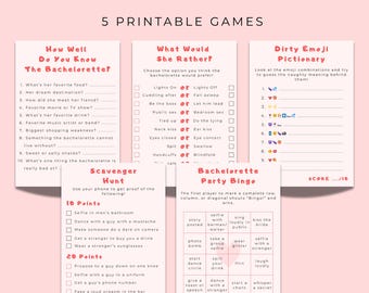 Beige Red Bachelorette Party Games Bundle Printable | Bach Games | Hen Games | Girls Night Bachelorette Activities | Instant Download PDF
