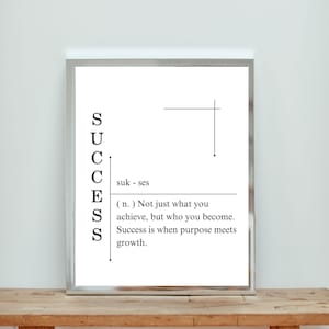 Success Definition Wall Art – Definition Print, Home Poster, Printable Wall Art, Minimalist Printable, Office Decor, Minimal Art, Motivation