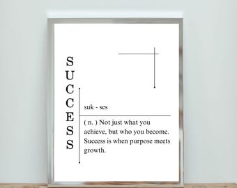 Success Definition Wall Art – Definition Print, Home Poster, Printable Wall Art, Minimalist Printable, Office Decor, Minimal Art, Motivation