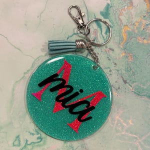 Personalized Glitter Acrylic Keychain: Custom Name Bag Tag