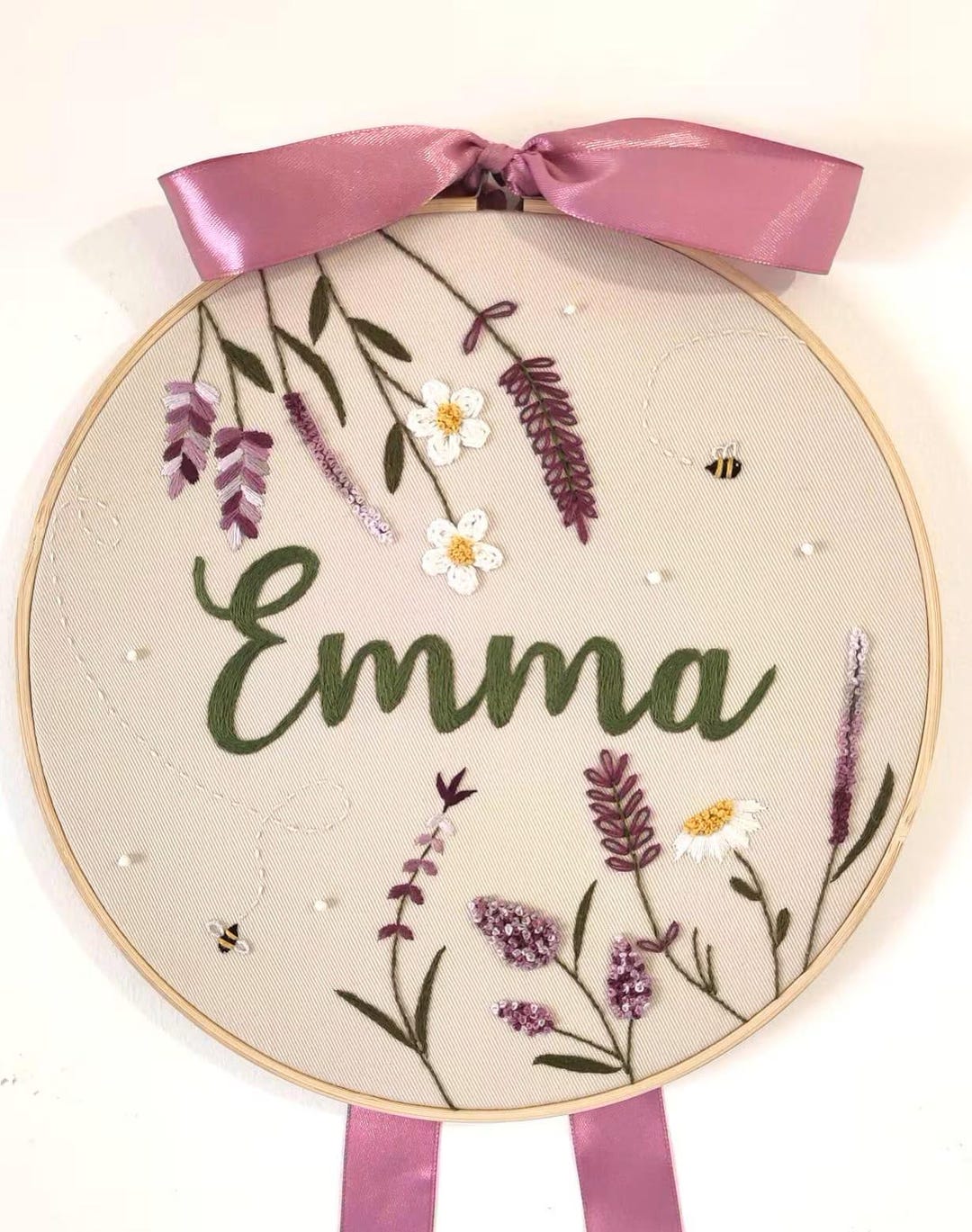 Personalized Hand-embroidered Birth Ribbon - Etsy