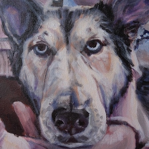 Custom Pet Portrait Oil Painting on Canvas: Hand-Painted Memorial Art