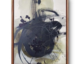 Pequeño cuadro abstracto oscuro en acrílico sobre lienzo, obra de arte original, artista ucraniano, elegante elemento decorativo para la pared.