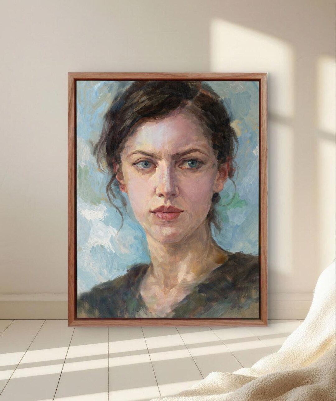 Female Portrait Oil Painting Canvas, Woman Artwork, Lounge Wall Art ...