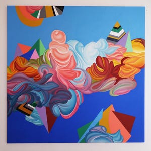 Large Abstract Painting on Canvas: Colorful Eastern European Art by Adamina Schneider (59x59&quot;)