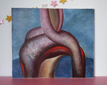 Pintura al óleo única sobre lienzo, obra original del artista ucraniano Schneider, arte de Europa del Este, arte abstracto, arte firmado.