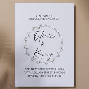 Modern minimalist clear Christian Wedding Invitation Template |Editable Canva Template|Printable Wedding Invite |neutral tone digital invite