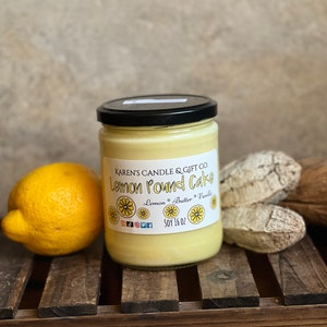 Lemon Pound Cake Soy Candle, 16oz, highly scented, slow burning, eco-friendly, handmade, soy wax, aromatherapy, bright, citrus, sweet image 3