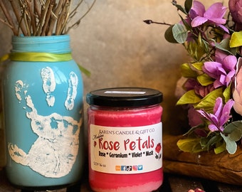 Madeline Rose Petals Soy Candle, 16oz, highly scented, slow burning, eco-friendly, handmade, soy wax, aromatherapy, floral