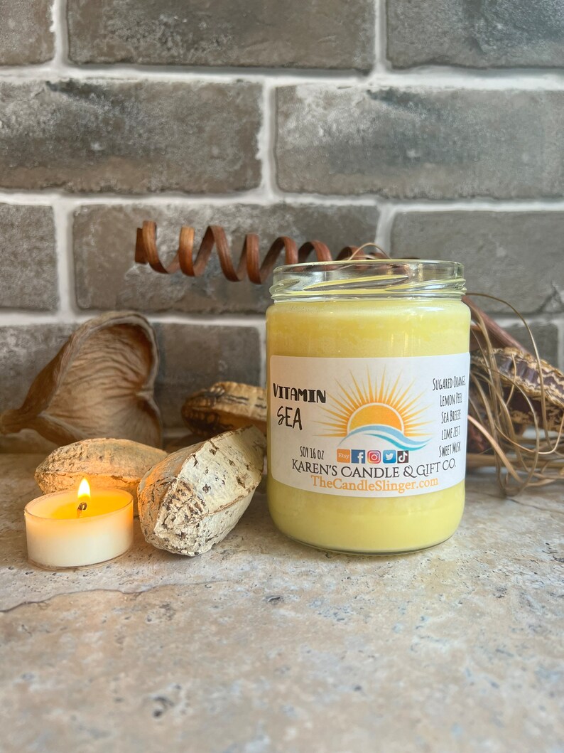 Vitamin Sea Soy Candle, highly scented, slow burning, eco-friendly image 2