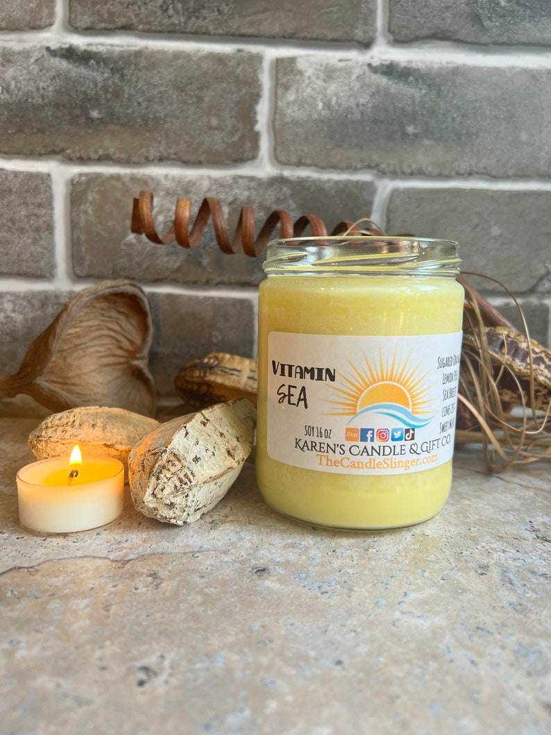 Vitamin Sea Soy Candle, highly scented, slow burning, eco-friendly image 3