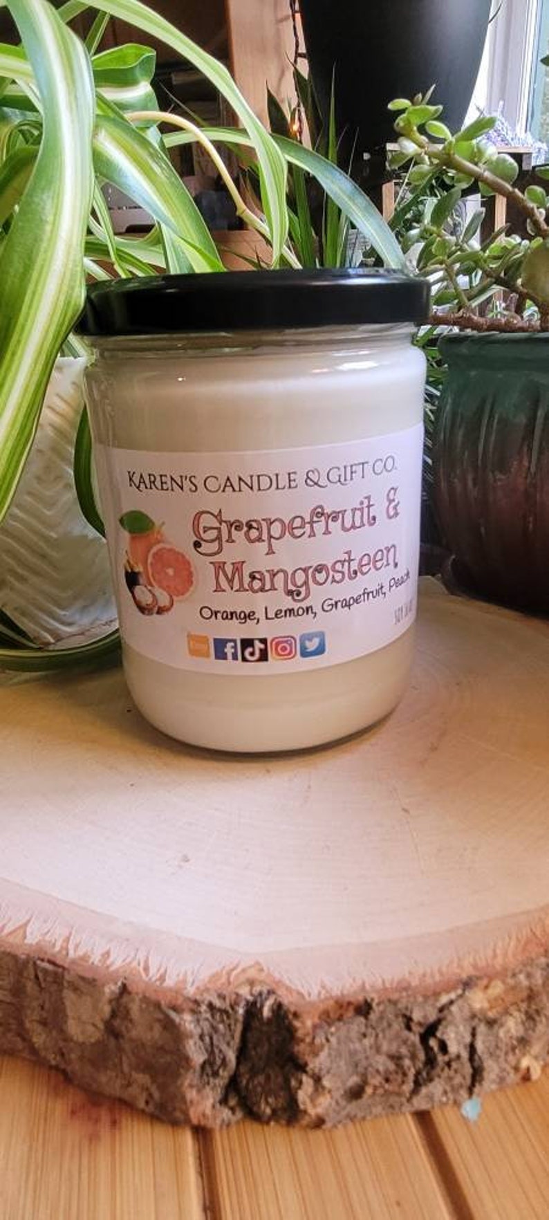 Grapefruit & Mangosteen Soy Candle, 16 oz highly scented, slow burning, glass, eco-friendly, handmade, soy wax, spa, aromatherapy, citrus image 3
