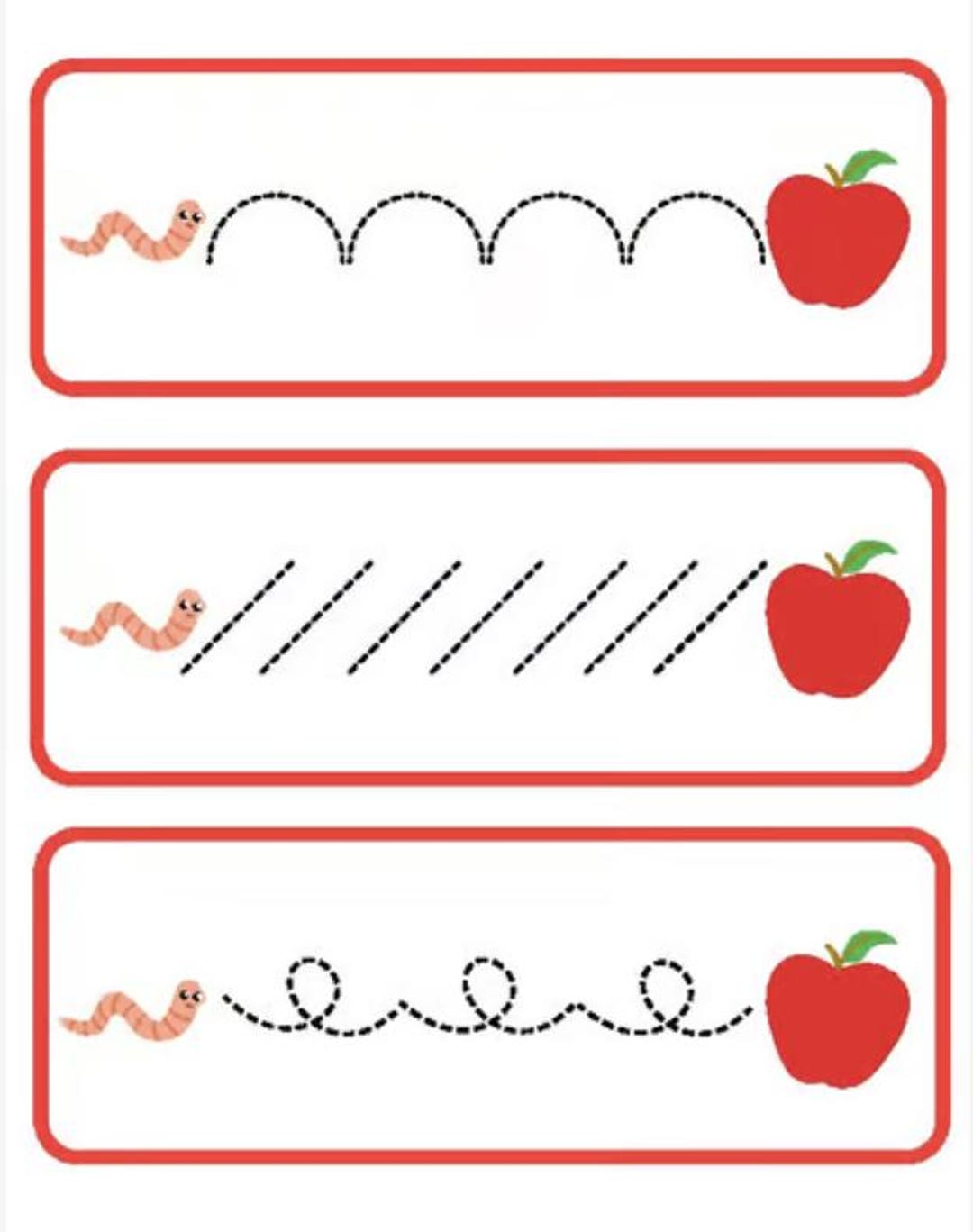 Pre Writing Using Tape Apple Pre-writing Strips - Etsy